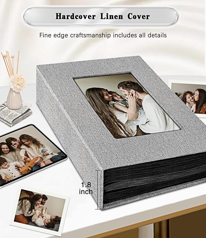 Ejblfe Photo Album 4x6,Linen Cover Slide-in Photo Album Book Can Holds 100 4x6 Photos with 50 Black Sheets for Family,Wedding,Baby and Holiday Pictures (Gray) - Image 5