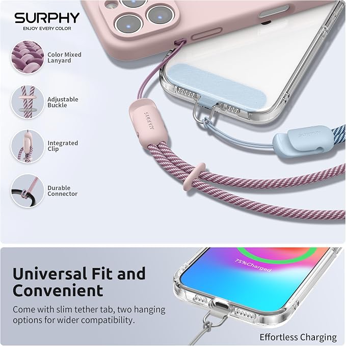 SURPHY 3 Pack Phone Wrist Strap, Phone Lanyard with Cellphone Tether Tab | Phone Strap Charm, Camera Wrist Strap with 2-Color Braided, Phone Wristlet, Wrist Lanyard for Case - Image 2