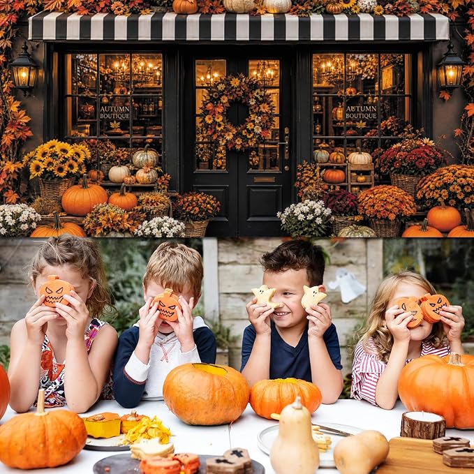 Fall Pumpkin Store Backdrop 20x10ft Autumn Boutique Harvest Pumkin Photography Background Vintage Fall Fall Festival Thanksgiving Family Party Decorations Banner Vinyl - Image 4