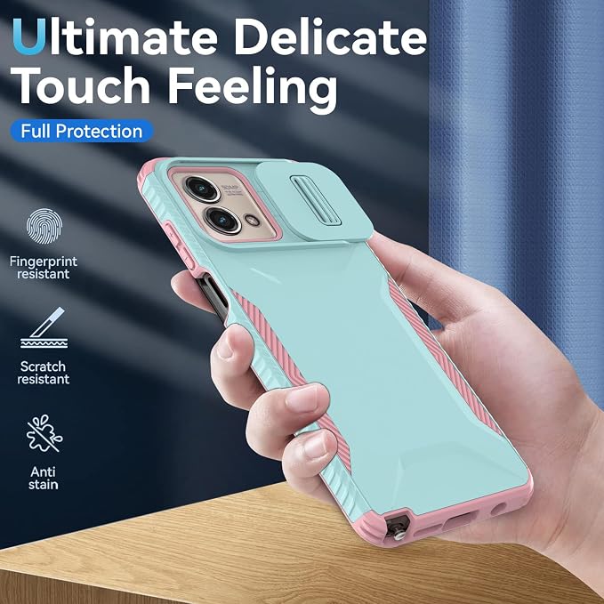 for Motorola G Stylus 5G 2023 Case with 1 HD Screen Protector & Slide Camera Cover[Military-Grade]Phone Case Heavy Duty Rugged Shockproof Protective Cover for Moto G Stylus 5G 2023(Cyan/Pink) - Image 7