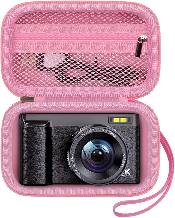 Digital Camera Case for Travel & Cruises, Case Only, Pink | Fits Cameras up to 5.1 x 2.9 x 1.8", Mesh Pocket for SD Cards, Battery and Cable, Compact Size for Backpack and Daily Carry by Grapsa