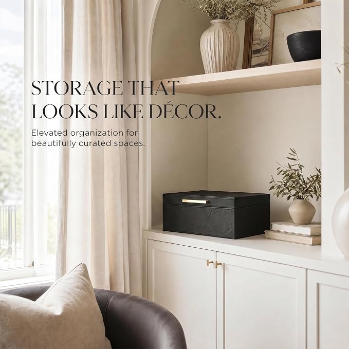 Decorative Photo Storage Box - PU Leather Organizer for 1200 4x6 Photos | Sturdy Scrapbook Storage Containers with Dividers and Lid - Portable Box Safely Stores Your Pictures - Image 2