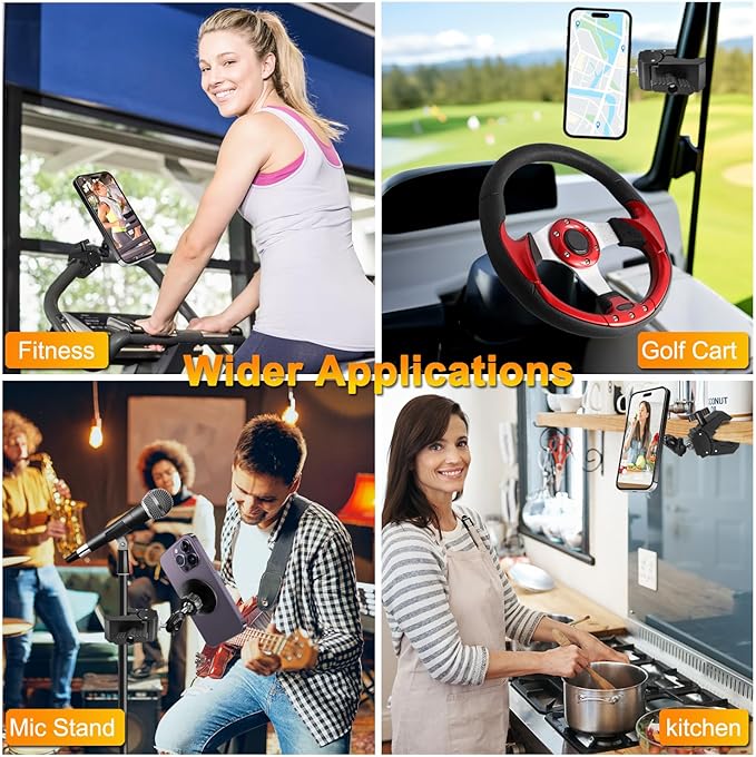for MagSafe Clamp Mount Phone Holder Handlebar, 360° Swivel Magnetic Mic Stand Phone Holder Microphone Stand Phone Mount Clip for iPhone 16 15 14 MAX Pro Samsung Galaxy Any Smartphones - Image 7