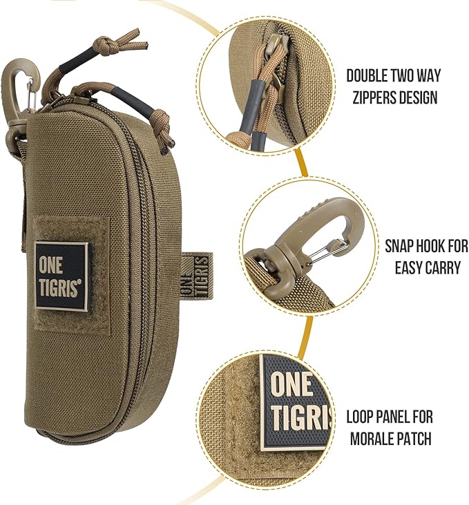 ONETIGRIS Hard Shell Sunglasses Case MOLLE Tactical Eyeglasses Pouch | Fits Most Regular Glasses, 1000D Nylon Glasses Case, Shockproof & Crush-Proof PP Liner, Inner Pocket, Two Way Zipper - Image 4