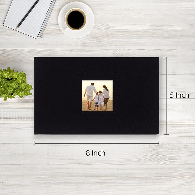 potricher Photo Album 4x6 Pictures, 100 Pockets, Linen Cover, Black | Linen Cover, Front Window, Large Capacity 4x6 Picture Albums, Photo Book for Family, Wedding, Anniversary, Baby, Keepsake - Image 2