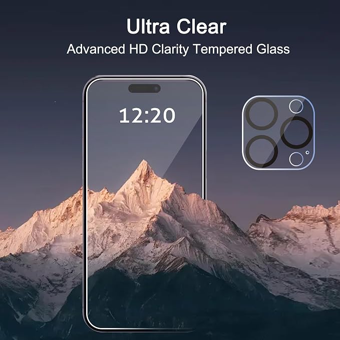 Ailun Screen Protector + Camera Lens Protector for iPhone 15 Pro, 3+3 Pack | 6.1 inch, Installation Frame, Case Friendly, Tempered Glass, HD - Image 5