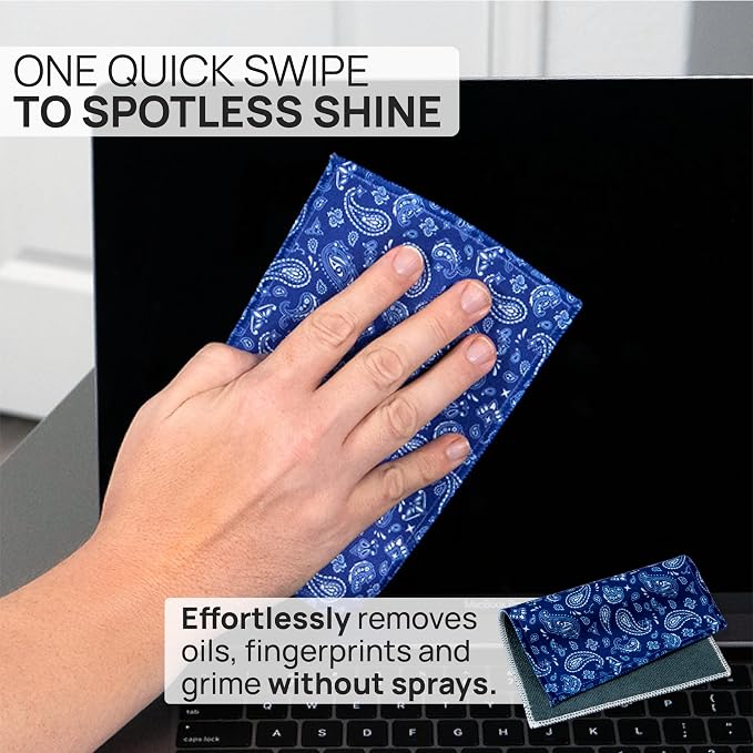 Microfiber Wholesale Quick Cloth Glasses Cleaning Cloths 5x7 Paisley Blue | 2-Pack with Case | Double-Sided Lens Cleaner for Eyeglasses, Camera, Screens | Reusable Microfiber Glass Polishing Cloth - Image 2