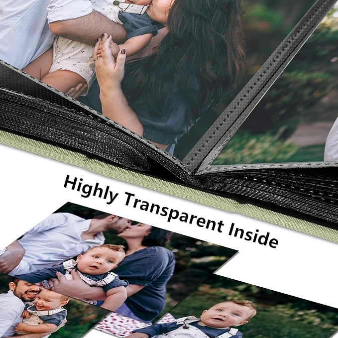 Small 4x6 Photo Album 100 Pockets Linen Cover Light Green | Linen Cover, Front Window, Portable Mini Picture Book, Family Travel Wedding Memory Keepsake - Image 4