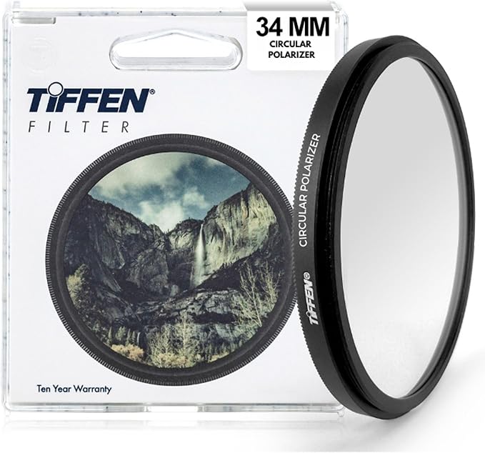 Tiffen 34mm CPL Circular Polarizing Filter Reduce Glare & Reflections | Reveals Details Hidden by Glare, Improves Image Contrast, Increases Color Saturation, Deepens Blue skies, Enhances Clouds by Tiffen