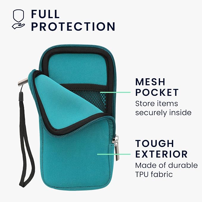kwmobile Universal Phone Pouch Size XL - 6.7/6.8" - Neoprene Smartphone Pouch with Zip - Water-Repellent Mobile Phone Case - Sleeve in Turquoise - Image 3