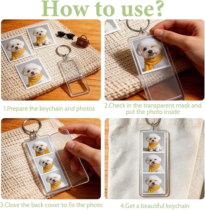 Acrylic Photo Keychain Bulk Set - Double Sided Picture Frame Keychain Holder - Image 3