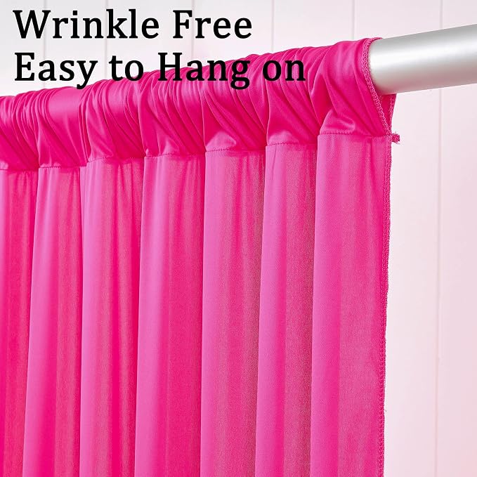 10ft x 10ft Wrinkle Free Hot Pink Backdrop Curtains for Parties, Polyester Photo Backdrop Drapes 2 Panels 5x10ft for Weddings Birthday Photography Party Background Baby Shower Decor - Image 4