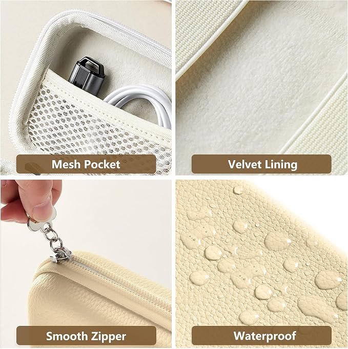Digital Camera Case for KODAK PIXPRO FZ55/FZ45, Case Only,Light Khaki | Fits CAMKORY DC403 and Canon PowerShot ELPH 360 HS Compact Digital Cameras, Small Hard Shell Camera Pouch with Mesh Pocket - Image 6