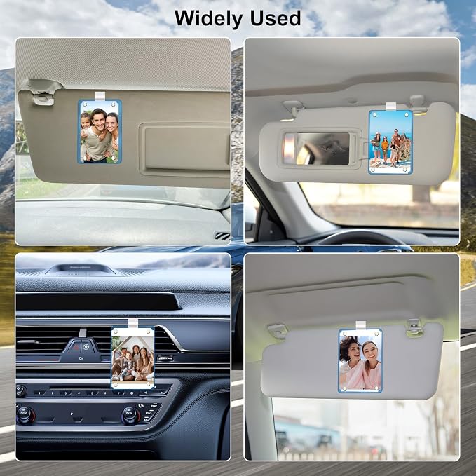 HINGTAI 2Pcs Car Picture Holder Visor Photo Clip Acrylic Magnetic Personalized Car Accessories Vertical Horizontal Display for Adding Family or Personal Photos - Image 7
