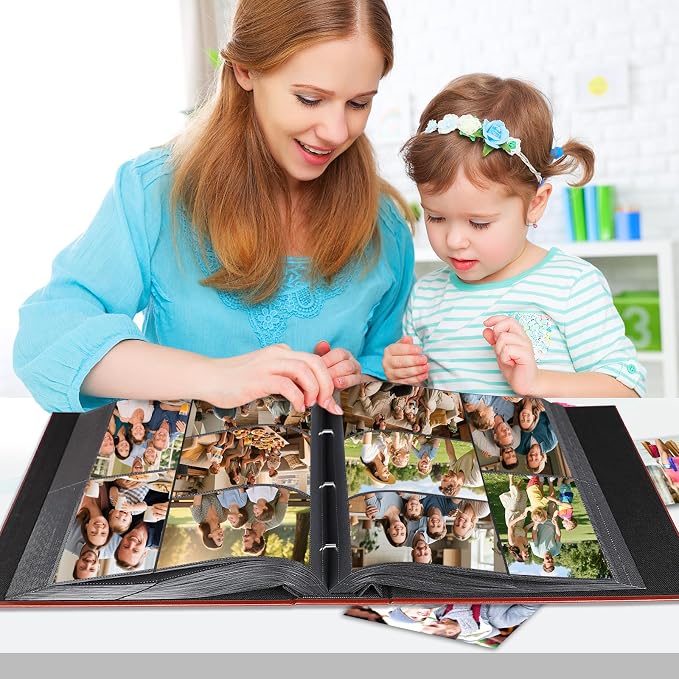 Veicevol Extra Large Photo Album 4x6 Pictures Holds 1000 Photos, Brown | PU Leather Hardcover, Horizontal and Vertical Photos, Removable Black Acid-Free Pages, Family Wedding & Everyday Photos - Image 8