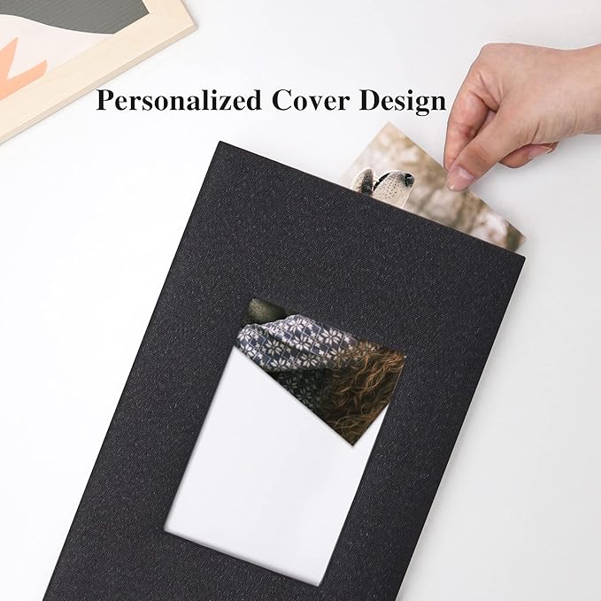 Vienrose 4x6 Photo Album,300 Pockets,Linen Cover with Window,Black | Linen Hardcover, Slip In Photo Book, Family Memory Album, Travel Keepsake - Image 3