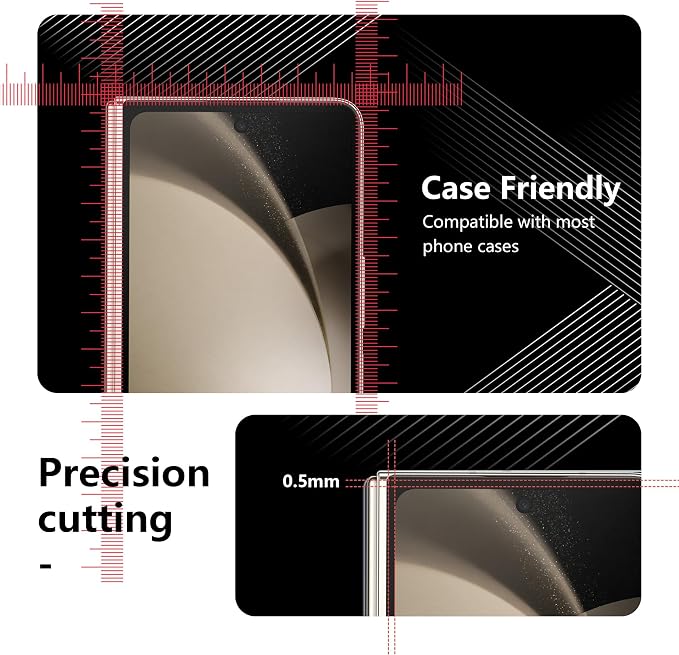 For Samsung Galaxy Z Fold 5, 2 Inner Films, 2 Cover Glass, 2 Lens Guards | HD Clear, Responsive Touch, Case Friendly, Everyday Scratch Protection, Smooth Surface, Easy Installation, Two Cleaning Kits - Image 5