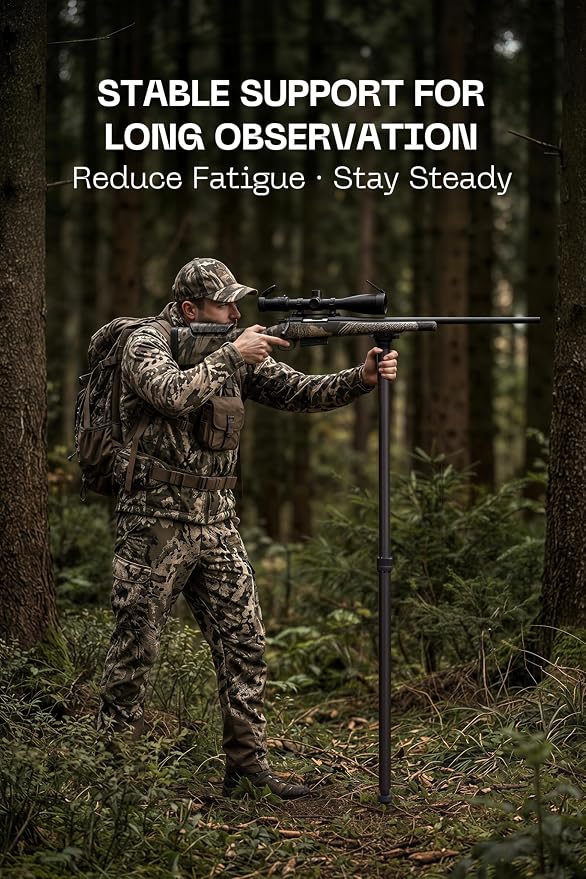 FANAUE 60" Carbon Fiber Hunting Shooting Stick, Adjustable Rifle Monopod with Arca Swiss Quick Release Plate - Image 3