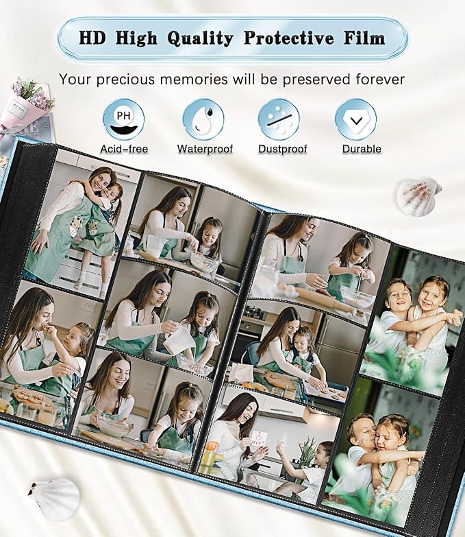 Ejblfe Photo Album 4x6,Linen Cover Slide-in Photo Album Book Can Holds 600 4x6 Photos with 60 Black Sheets for Family,Wedding,Baby and Holiday Pictures (Blue) - Image 4