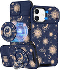 Buleens for iPhone 16 Case 6.1 Inch - with Ring Stand & Camera Cover Aesthetic Cute Designed for Women Girls Girly Kawaii Sun Moon Stars Unique Phone Case for iPhone 16 Compatible with Magsafe by Buleens
