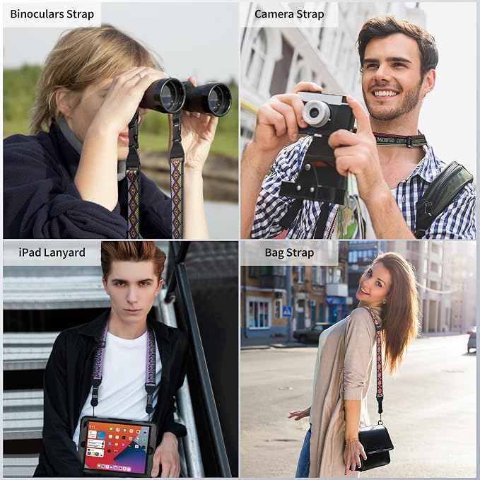 FIEIL Purple Flame Shoulder Strap, Adjustable Camera Strap with 2 Sets of Quick-Release Buckles, Comfortable Neck Strap for iPad, Tablet, Camera, Laptop, Binocular, Luggage Bag - Image 2