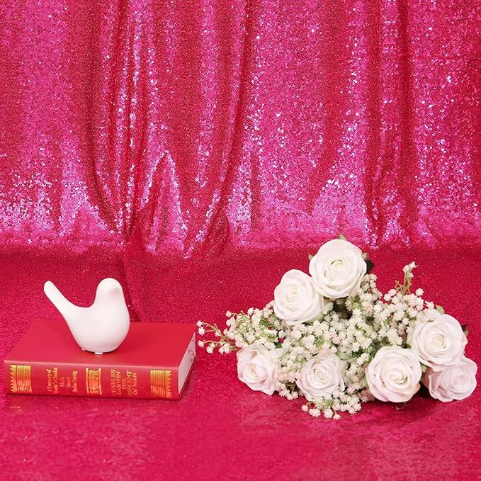 Poise3EHome 8FT x 10FT Sequin Photography Backdrop Curtain for Party Decoration, Hot Pink - Image 6