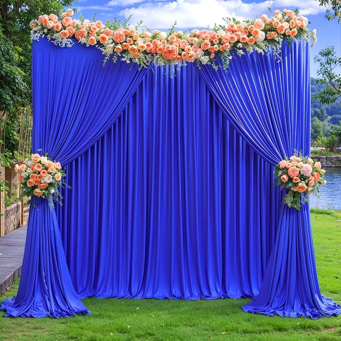 Royal Blue Backdrop Curtain 6 Panels-Wrinkle-Free Royal Blue Curtains Polyester Photography Drapes for Baby Shower Birthday Party Photo Background Backdrop Stand- 24 X10FT - Image 5
