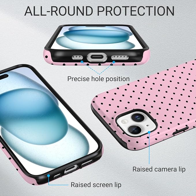 TPU Phone Case for iPhone 14, MagSafe Wireless Charging Compatible, Shockproof Slim Fit Protective Cover with Anti-Yellowing & Raised Camera Protection (Polka dot 4, iPhone 14) - Image 3
