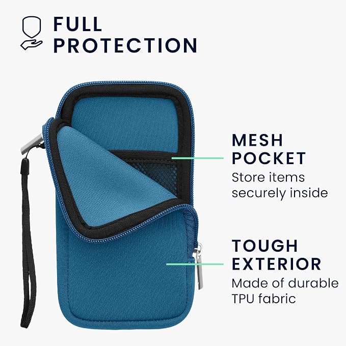 kwmobile Universal Phone Pouch Size XL - 6.7/6.8" - Neoprene Smartphone Pouch with Zip - Water-Repellent Mobile Phone Case - Sleeve in Radiant Blue - Image 3