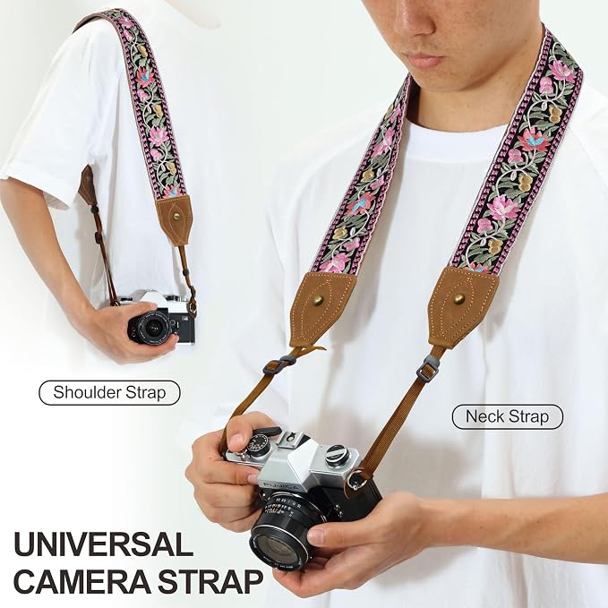 Padwa Lifestyle 2" Wide Classic Crazy Horse Art Cowhide Head Cotton Camera Straps for Photographers - Image 4