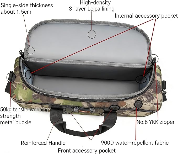 ZZQ&CCF Camera Lens Pouch Case for Canon RF 200-800/100-500,for Sony FE 200-600mm F5.6-6.3G,Compatible with Nikon Z 180-600, Portable Compact Outdoor Telephoto Lens Photography Bag -Jungle Camo - Image 5