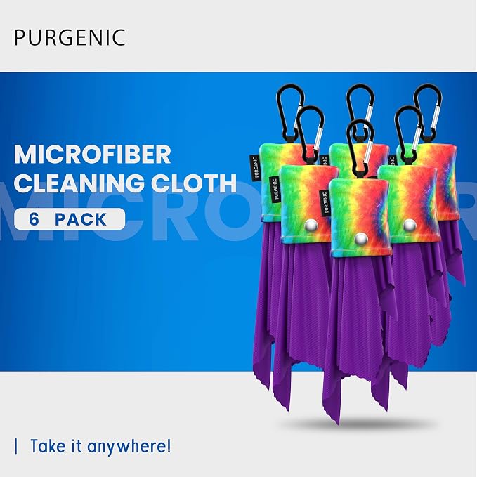 Microfiber Cloth & Glasses Wipes (6 Pack) Lens & Glasses Cleaning Cloth - Eye Glass Clean Cloths - Eyeglass Cleaning Cloth - Glass Cleaning Cloth - Camera Lenses & Gadget Delicate Screens - Tie Dye - Image 2