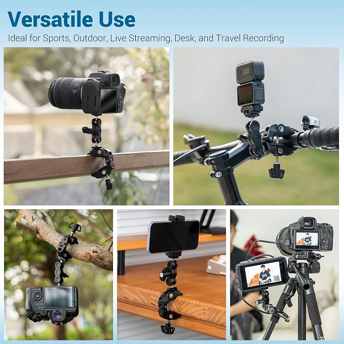 Universal Super Clamp Camera Mount, Adjustable Metal Heavy Duty Clamp with 1/4"-20 & 3/8"-16 Threads, 0.47-2.36'' Jaw Grip Desk Clamps for Magic Arm Light Stand Tube Bike Handlebar Stroller Tripod - Image 4