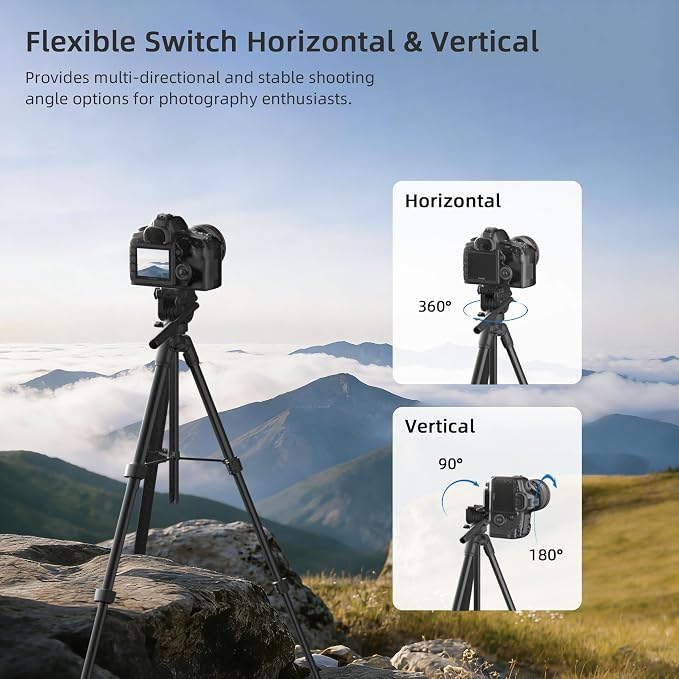 Travel Camera Tripod, Lightweight Stand for Canon, Spotting Scopes | Portable Phone Stand with Wireless Remote and Carry Bag, Max Load 11lb, Compatible with Canon EOS Rebel, DSLR, iPhone, Nikon - Image 4