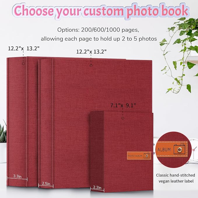 Popotop 4x6 Photo Album 600 Pictures, Linen Hardcover, Reinforced Spine | Large 600-Photo Capacity, Acid-Free PP Slip-In Pockets, 3 Landscape and 2 Portrait Photos per Page, No Memo Space - Image 3