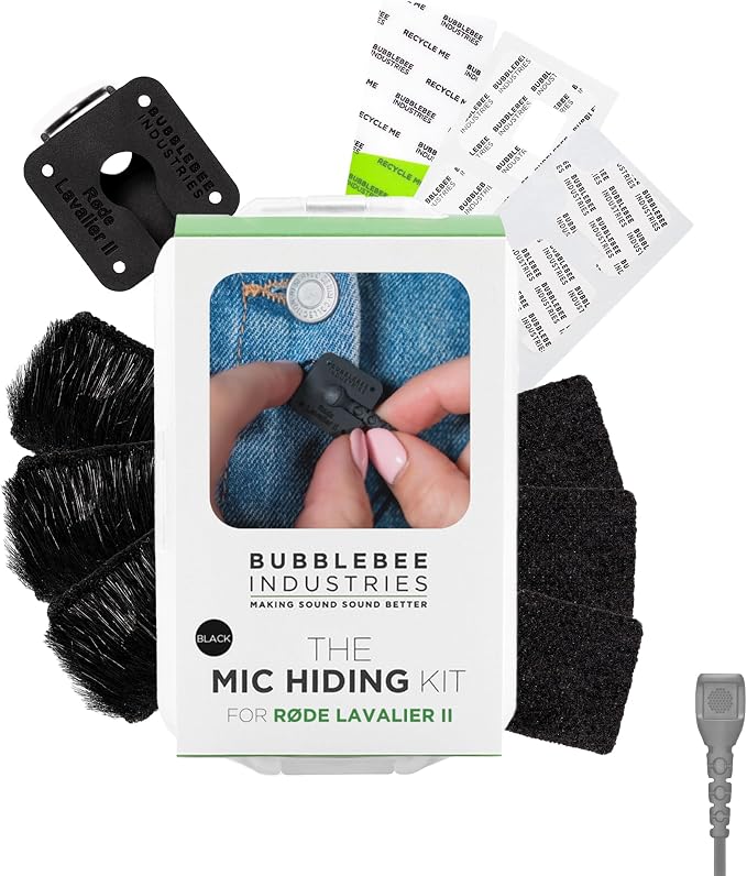 Bubblebee Mic Hiding Kit Compatible for RODE Lavalier II & RODE Wireless Pro Accessories - Microphone Hiding, Noise & Wind Reduction Dead Cat for Content Creators, Videographers & Filmmakers, Black by BubblebeeIndustries
