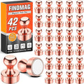FINDMAG 42 Pack Fridge Magnets, Magnets for Whiteboard, Kitchen, Rose Gold | Refrigerator Magnets Strong for Classroom, Accessories Decorative, Photos, Locker, Kitchen, Fridge, Easy to Move by FINDMAG