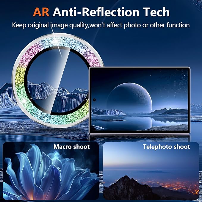 for Samsung Galaxy Z Fold 8 Camera Lens Protector, Individual Metal Ring Tempered Glass Lens Cover, [Strong Adsorption] Scratch Resistant Ultra-Thin HD Clear Lens Cover, Colorful Sparkly - Image 3