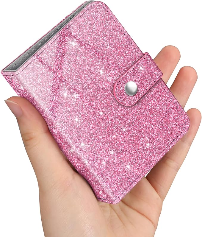 Fintie Mini Photos Album Book for 2x3 Inch Films - 52 Pockets Small Albums | For Fujifilm Instax Mini, Polaroid Hi-Print Pictures, Portable Kpop Photocard Holder, Travel Memory Book, Glittering Pink by Fintie