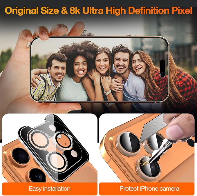 YMHML 3 Pack Compatible for iPhone 17 Pro Privacy Screen Protector Tempered Glass + 1 Set of Camera Lens Protector, 25°Anti Spy, [Top 9H+ Military Grade Shatterproof] [Bubble Free, Auto-Dust Removal] - Image 5