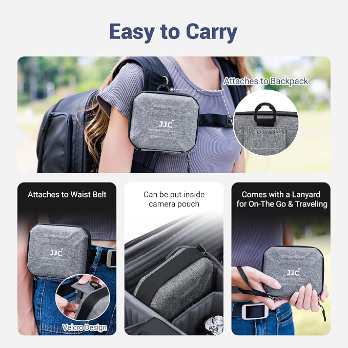 JJC Hard Lens Filter Pouch Case for 4 Circular ND UV CPL Filter up to 95mm | Filter Wallet Holds up to 4 Filters, Water-Resistant EVA Exterior, Zipper Closure & Belt Loop Design, Includes Wrist Lanyard - Image 4