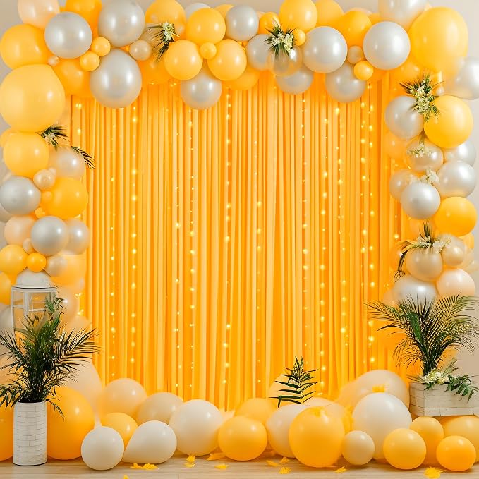 10x10 Marigold Backdrop Curtain for Parties Wrinkle Free Orange Photo Curtains Backdrop Drapes Fabric Decoration for Wedding Birthday Party Baby Shower 5ft x 10ft,2 Panels - Image 2