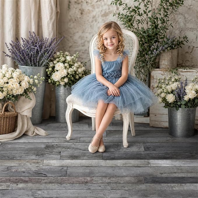 Kate Gray Plank Photography Floor Mat Rubber Photo Studio Floor Backdrop | Natural Timber Wooden Planks Non-Slip Floor Drop For Rustic Newborn, Kids, Portrait, Food, Crafts, Product Photography 8x5ft - Image 5