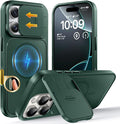 TOCOL for iPhone 16 Pro Max Case with Slide Camera Cover, Kickstand and Camera Control Button, Fit for MagSafe, Rugged Solid Phone Case, Non-Slip, Drop Protection, Alpine Green by TOCOL