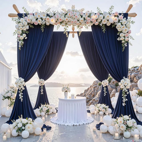 10 ft x 10 ft Wrinkle Free Navy Blue Backdrop Curtains Panels, 2 Panels 5ft x 10ft Sikly Polyester Photo Backdrop Drapes for Graduation Baby Shower Wedding Birthday Parties Photography Background by Outpain
