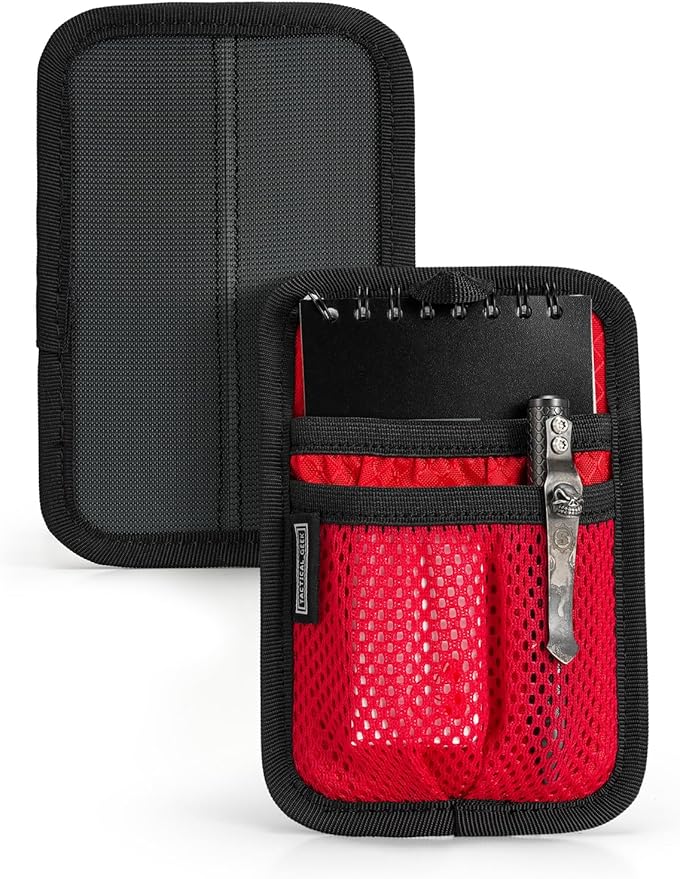 TACTICAL_GEEK TCM4 Mini EDC Organizer Board, Backpack Accessories with Smooth Hook Back Panel, Utility Admin Bag Insert Panel Modular Organizer with Open Pocket & Mesh Pocket (Red) by TACTICAL_GEEK