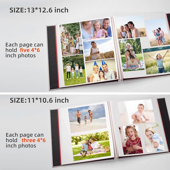 HoneyTolly Large Photo Album Self Adhesive, DIY Scrapbook Album for 3x5 4x6 8x10 Pictures, 60 Pages Linen Cover Memory Book, Ideal Gift for Family Wedding Baby Christmas Anniversary(Beige) - Image 4