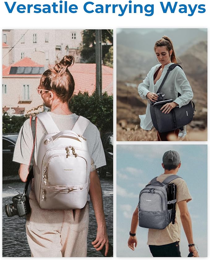 BAGSMART 2 in 1 Small Camera Backpack for DSLR, Fits 12.9" iPad, Black | Small SLR Camera Bags for Photographers with Shoulder Strap, Compatible for Sony Canon Nikon, Travel Backpack for Men Women - Image 7