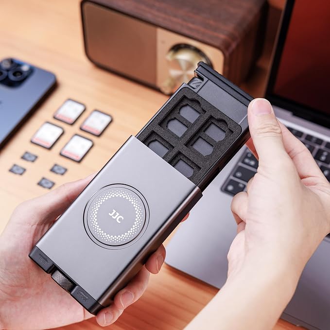 Kiorafoto 24 Slots Memory Card Case & High-Speed USB-C Reader,Plug and Play | Aluminum Alloy 8 SD + 16 TF Card Holders & USB C 3.1 Gen 2 Cable & Light/USB A/MicroUSB/OTG Adapter for Device Data Transfer - Image 8