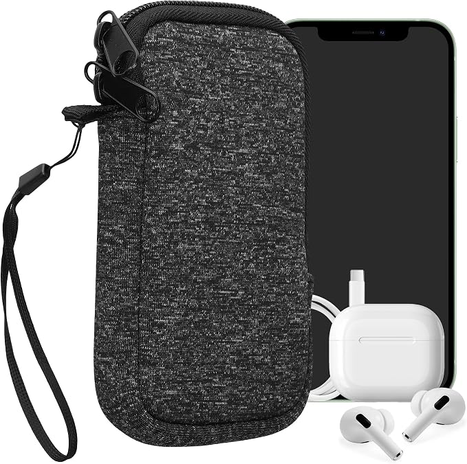 kwmobile Universal Phone Pouch Size XS - 3,5/4" - Neoprene Smartphone Pouch with Zip - Water-Repellent Mobile Phone Case - Sleeve in Anthracite/White by kwmobile